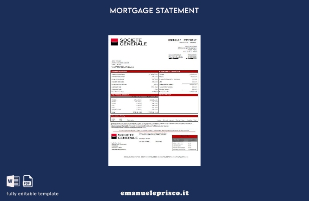 modello di estratto conto mutuo bancario stile verificato France Société Général
